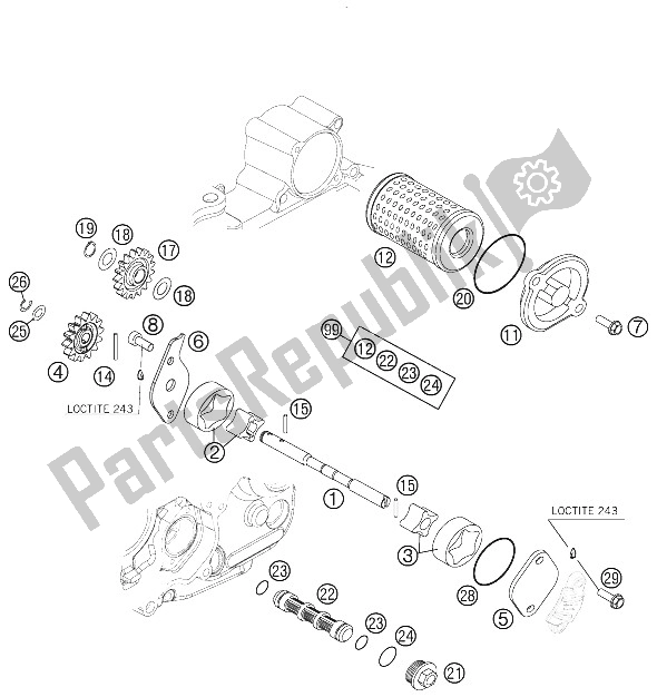 Tutte le parti per il Sistema Di Lubrificazione del KTM 250 EXC F Australia 2009