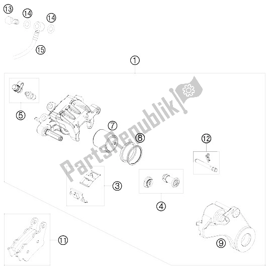 All parts for the Brake Caliper Rear of the KTM 690 Duke Orange Japan 2008