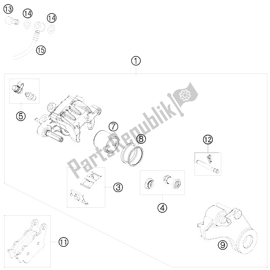 Tutte le parti per il Pinza Freno Posteriore del KTM 690 Duke White Europe 2009