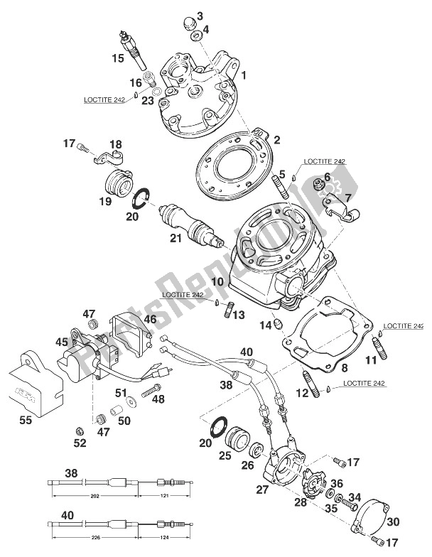 Tutte le parti per il Testata Euro 125 '97 del KTM 125 LC2 80 Europe 1998