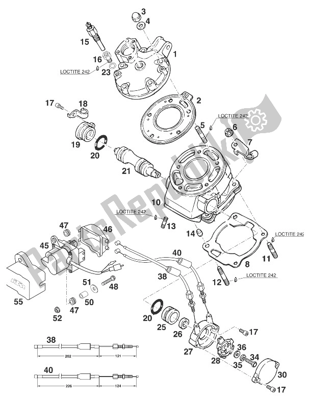 All parts for the Cylinder Head Euro 125 '97 of the KTM 125 Sting 98 United Kingdom 1998