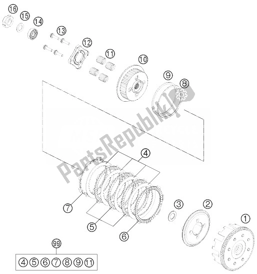 Todas las partes para Embrague de KTM 125 Duke Orange ABS BAJ DIR 14 Europe 2014