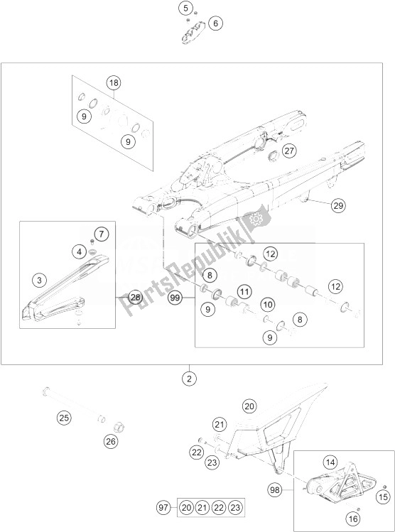 Todas las partes para Brazo Oscilante de KTM 450 EXC Australia 2014