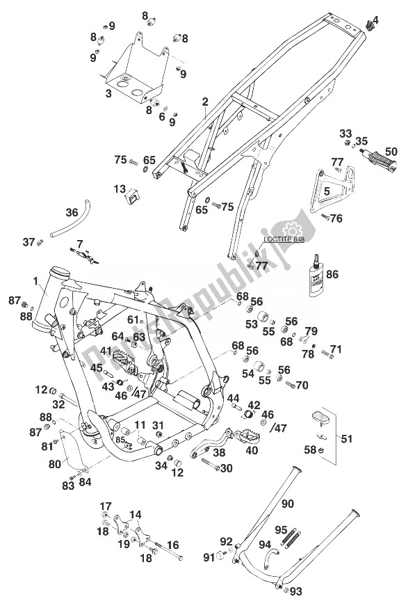 All parts for the Frame , Rxc-e '98 of the KTM 400 RXC E USA 1998