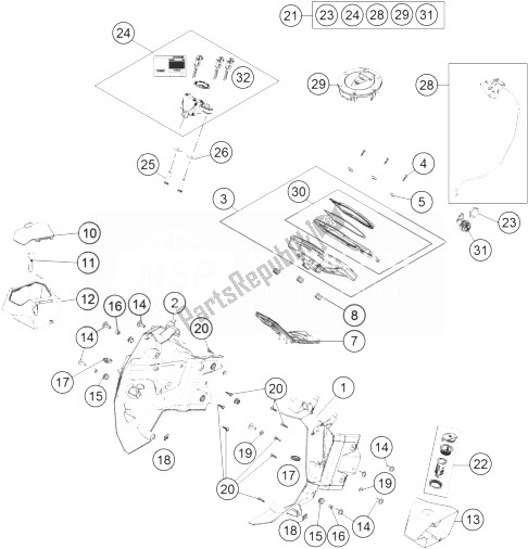 All parts for the Instruments / Lock System of the KTM 1190 ADV ABS Grey WES Europe 2014