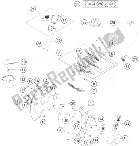 All parts for the Instruments / Lock System of the KTM 1190 ADV ABS Grey WES France 2014