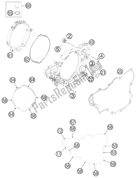 Tutte le parti per il Coperchio Frizione del KTM 250 SX F Europe 2012