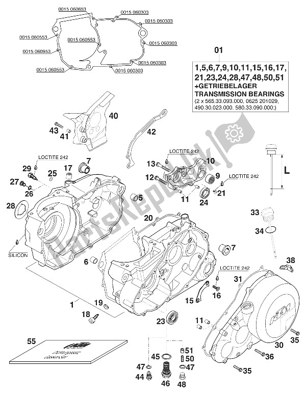 Wszystkie części do Skrzynia Korbowa 400/640 Lce-e '98 KTM 400 LC4 E USA 2000