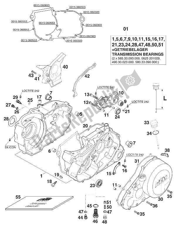 Tutte le parti per il Basamento 400/640 Lce-e '98 del KTM 640 LC E Australia 2000