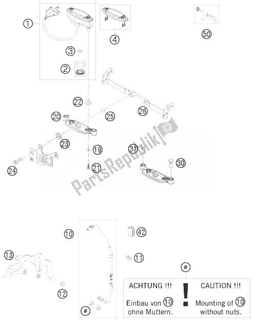 All parts for the Instruments / Lock System of the KTM 250 EXC Australia 2010