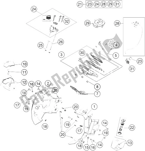 Todas as partes de Instrumentos / Sistema De Bloqueio do KTM 1190 ADV ABS Grey WES France 2013