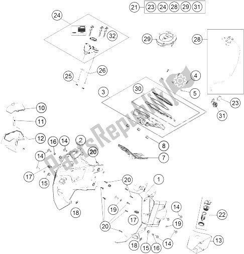 Alle onderdelen voor de Instrumenten / Sluitsysteem van de KTM 1190 ADV ABS Orange WES Europe 2013