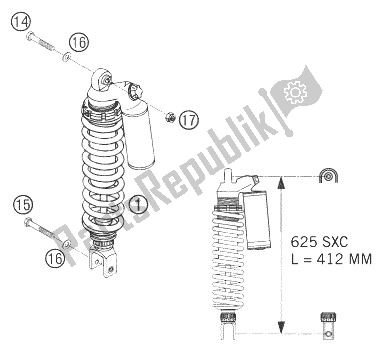 Todas las partes para Monoshock de KTM 625 SXC Europe 2007