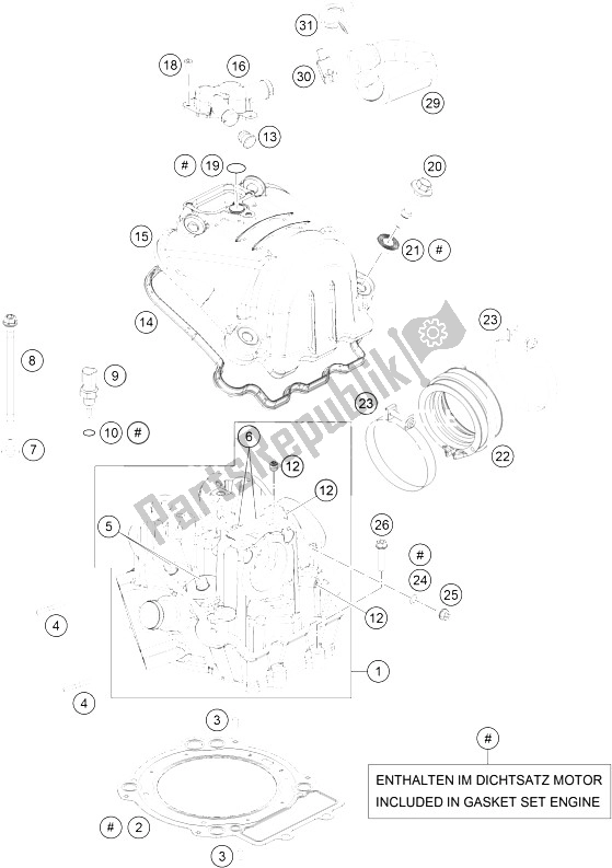 All parts for the Cylinder Head of the KTM 690 Enduro R ABS Australia 2016