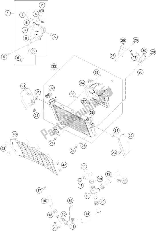 Toutes les pièces pour le Système De Refroidissement du KTM 390 Duke White ABS CKD China 2015