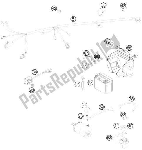 All parts for the Wiring Harness of the KTM 250 XCF W South Africa 2010