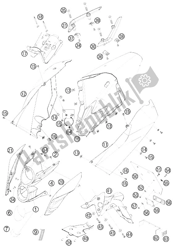 All parts for the Mask, Fenders of the KTM 690 Duke White USA 2008