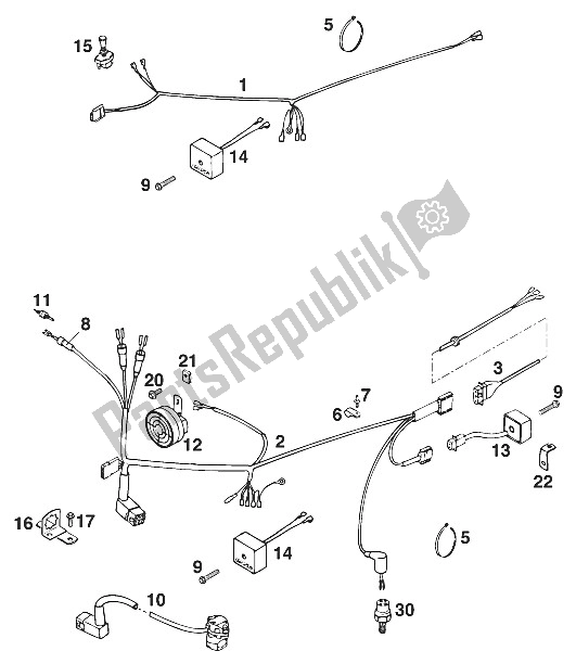 Tutte le parti per il Cablaggio 125 Exc '95 del KTM 125 EGS M ö 6 KW Europe 1996