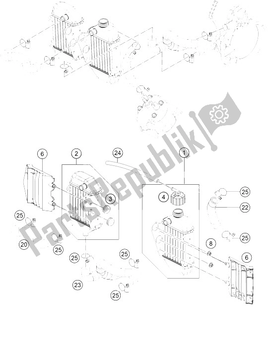 All parts for the Cooling System of the KTM 50 SXS 2016