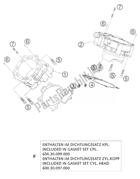 Todas las partes para Cilindro Lc8 de KTM 950 Adventure Silver Australia 2003