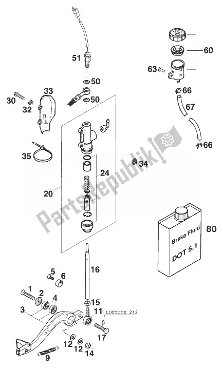 Todas las partes para Control De Freno Trasero de KTM 400 LC4 R Europe 1999