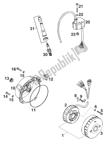 Tutte le parti per il Sistema Di Accensione Lc4 '95 del KTM 400 SUP Comp 20 KW Europe 833789 1998