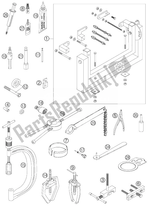 Toutes les pièces pour le Outils Spéciaux du KTM 450 EXC Factory Racing Australia 2007