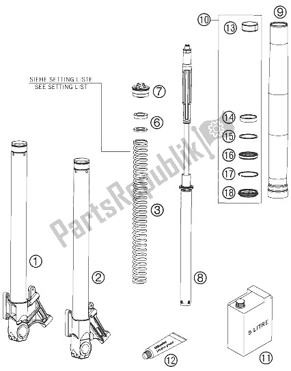 Toutes les pièces pour le Jambes De Fourche du KTM 950 Supermoto R USA 2008