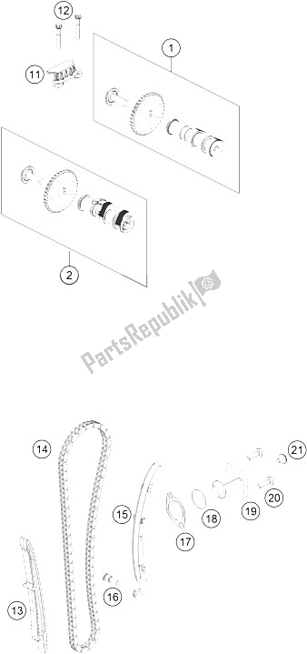 All parts for the Timing Drive of the KTM 390 Duke BL ABS B D 15 Asia 2015