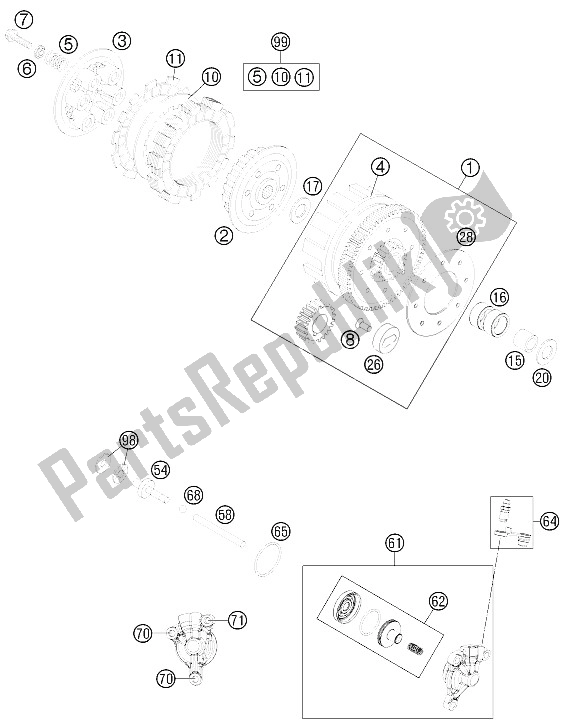 Tutte le parti per il Frizione del KTM 85 SX 19 16 Europe 2016