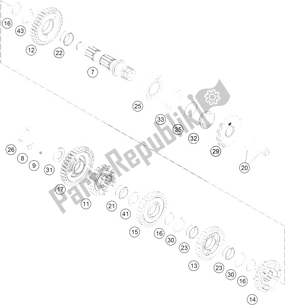Alle onderdelen voor de Transmissie Ii - Secundaire As van de KTM 250 XC F USA 2016