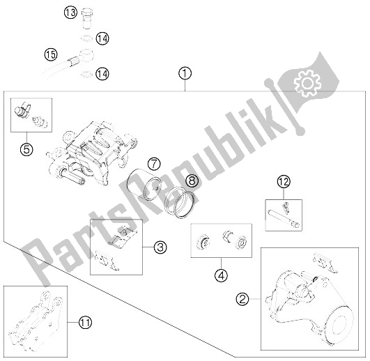 All parts for the Brake Caliper Rear of the KTM 690 Enduro R Australia United Kingdom 2012