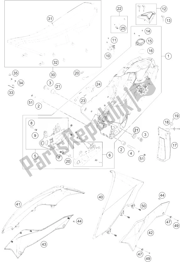 Todas las partes para Tanque, Asiento, Tapa de KTM 690 Enduro R Europe 2013