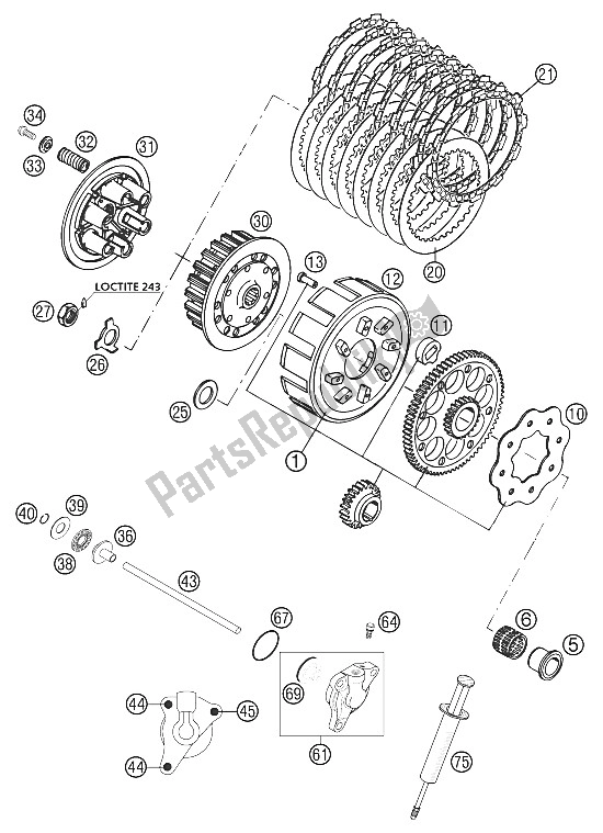 All parts for the Clutch 250/300/380 ? 2000 of the KTM 250 SX Europe 2002