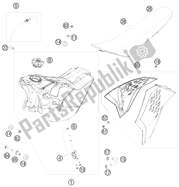 Tutte le parti per il Serbatoio, Sedile, Coperchio del KTM 530 EXC Europe 2009