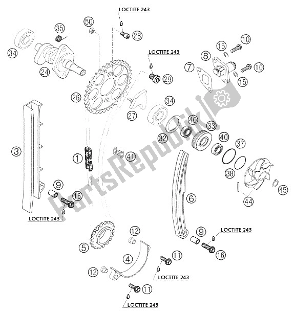 Tutte le parti per il Timing Drive 250 Exc Racing del KTM 250 EXC Racing Australia 2002