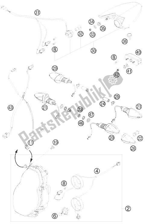 Toutes les pièces pour le Système D'éclairage du KTM 990 Super Duke Black USA 2009