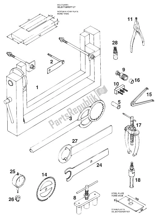 Toutes les pièces pour le Outils Spéciaux 125 '95 du KTM 125 EXC M O USA 1996