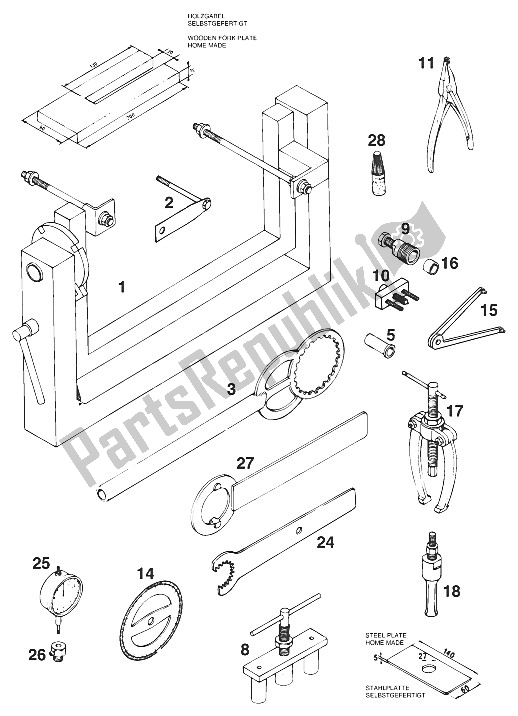 Alle onderdelen voor de Speciaal Gereedschap 125 '95 van de KTM 125 SIX Days M ö Europe 1996