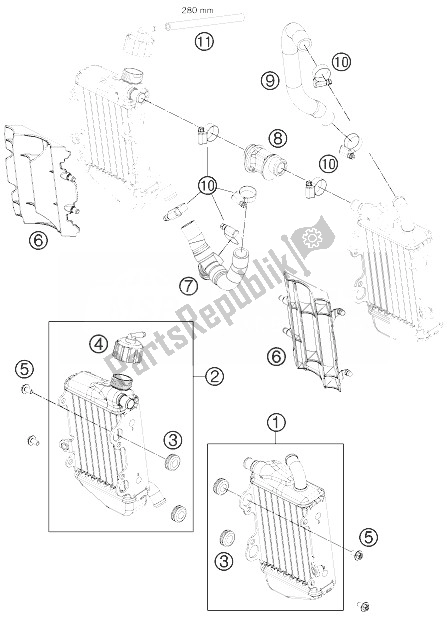 All parts for the Cooling System of the KTM 65 SXS USA 2014