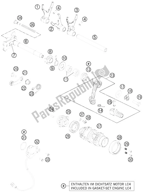 Tutte le parti per il Meccanismo Di Spostamento del KTM 690 Duke R Europe 2011