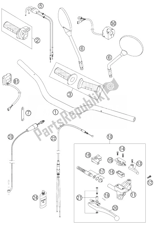 Todas las partes para Manillar, Controles de KTM 950 Superenduro R USA 2007
