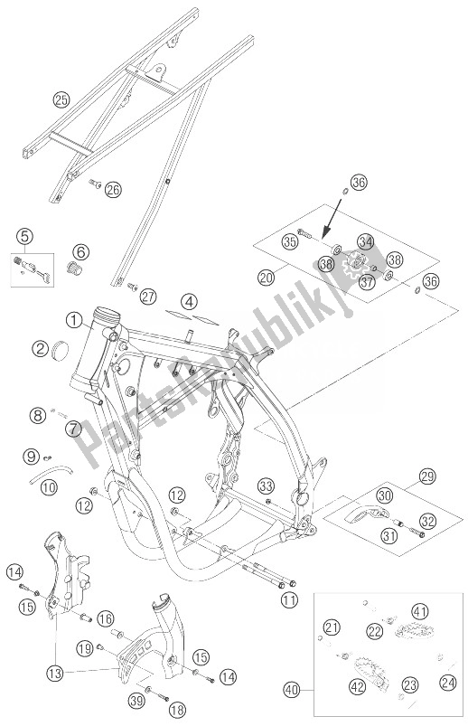 All parts for the Frame, Sub Frame of the KTM 400 EXC Racing Europe 2007