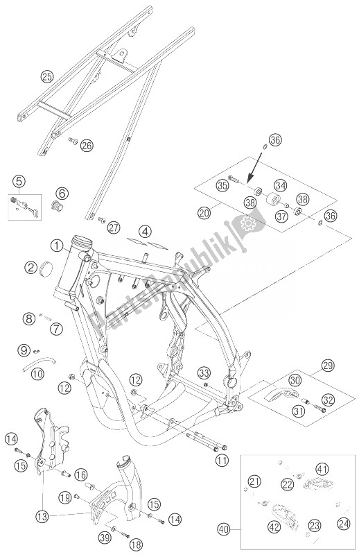 All parts for the Frame, Sub Frame of the KTM 450 EXC Racing Europe 2007