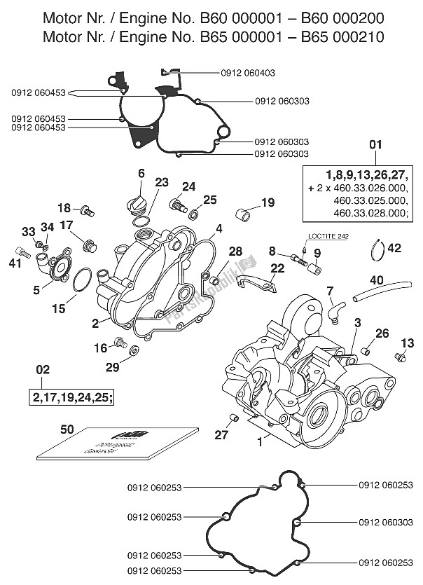 Tutte le parti per il Basamento 60 Ccm '98 del KTM 65 SX Europe 600115 2001