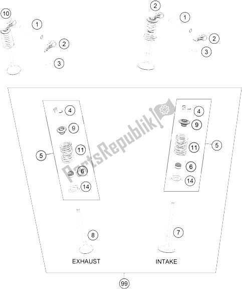 Wszystkie części do Nap? D Zaworu KTM 350 XC F USA 2016