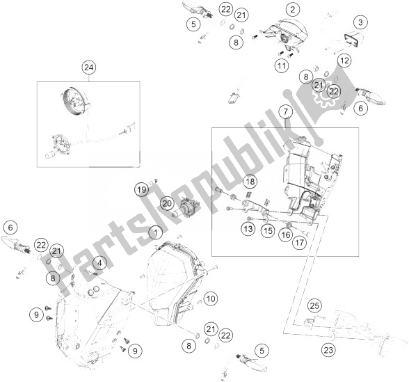 Todas as partes de Sistema De Luz do KTM 390 Duke Black ABS CKD China 2014