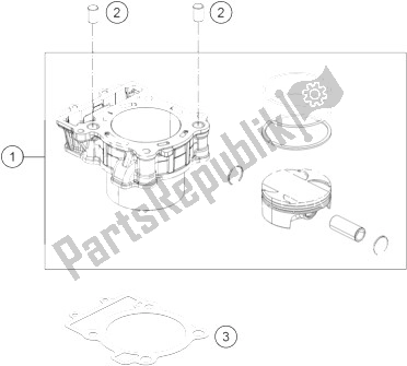 All parts for the Cylinder of the KTM 390 Duke Black ABS CKD Argentina 2014