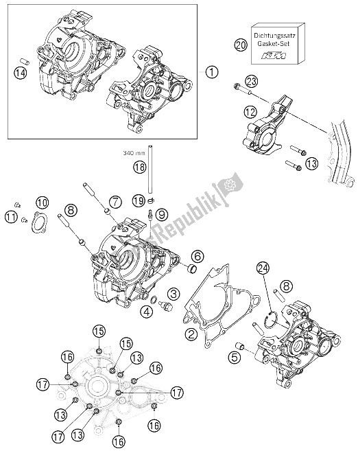 All parts for the Engine Case of the KTM 50 SX Mini Europe 2009