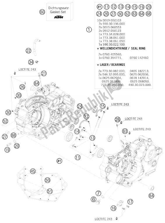 Todas las partes para Caja Del Motor de KTM 505 SX ATV Europe 2010